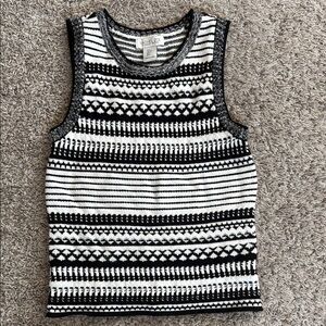 Rachel Zoe Black and White Patterned Women's Top knit